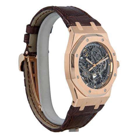 18k rose gold audemars piguet royal oak skeleton reference-15305or